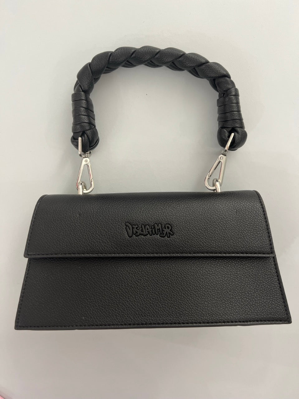 Borsa manico intrecciato logo in rilievo