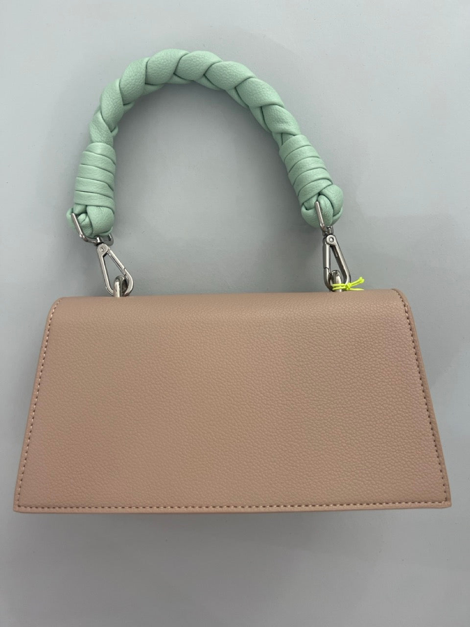 Borsa manico intrecciato e stampa grande