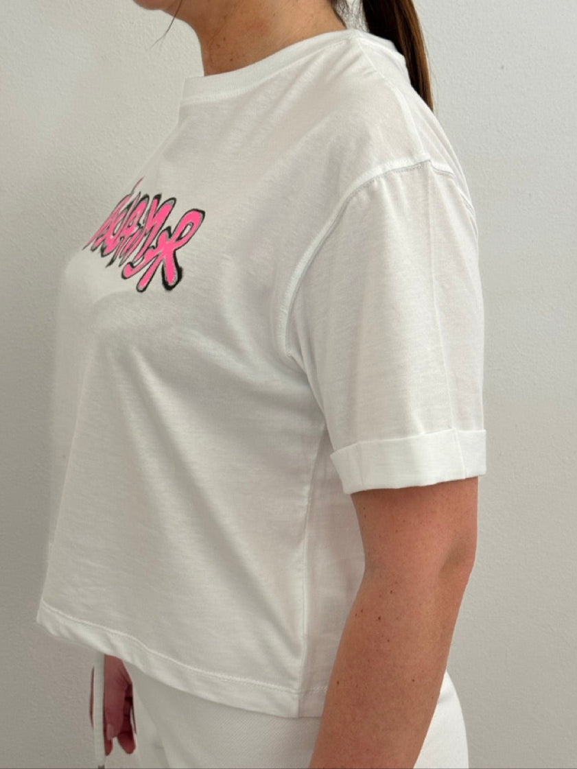 Maglietta crop con stampa