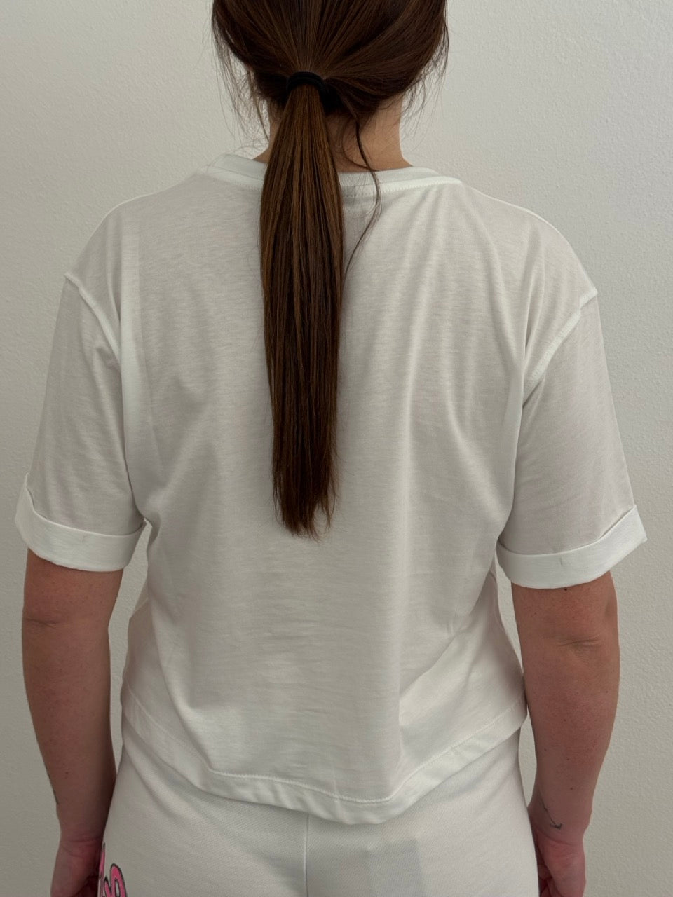 Maglietta crop con stampa