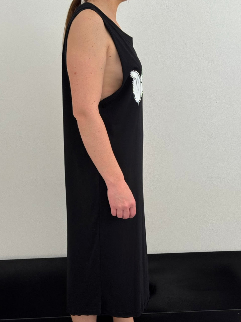 Abito midi logato con strass