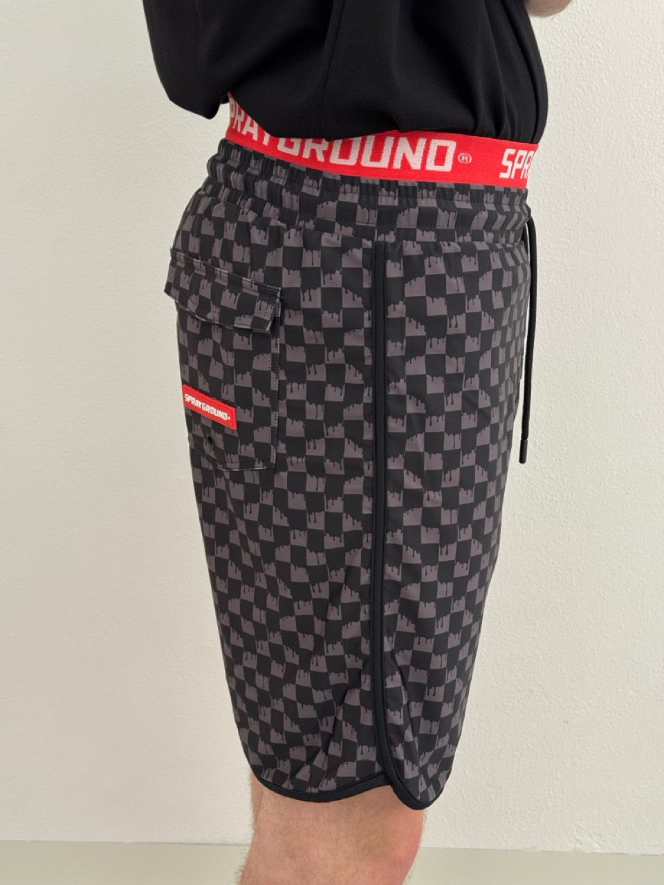 Drip checkered swim trunks
