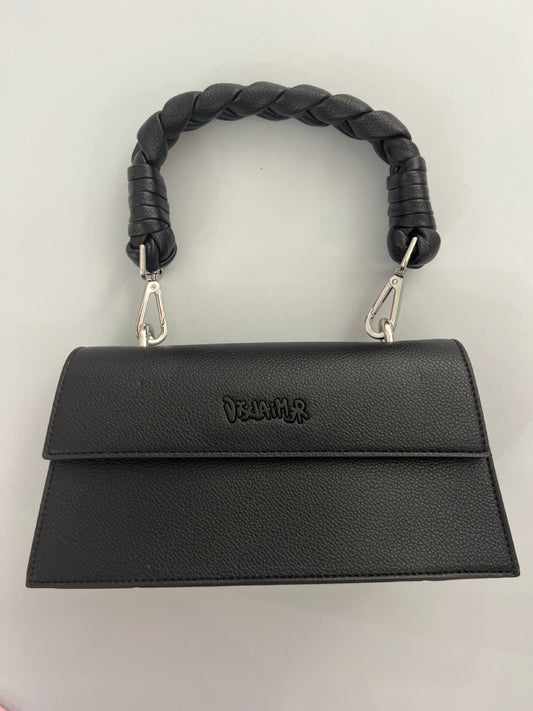 Borsa manico intrecciato logo in rilievo