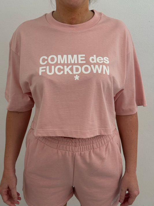 T-shirt crop in jersey con stampa