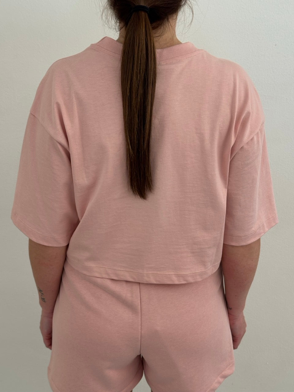 T-shirt crop in jersey con stampa