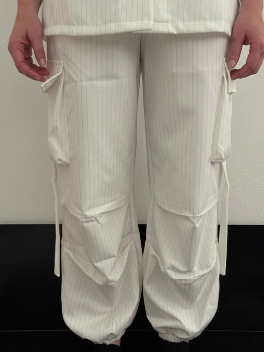 Pantalone cargo in gabardine brillantinato