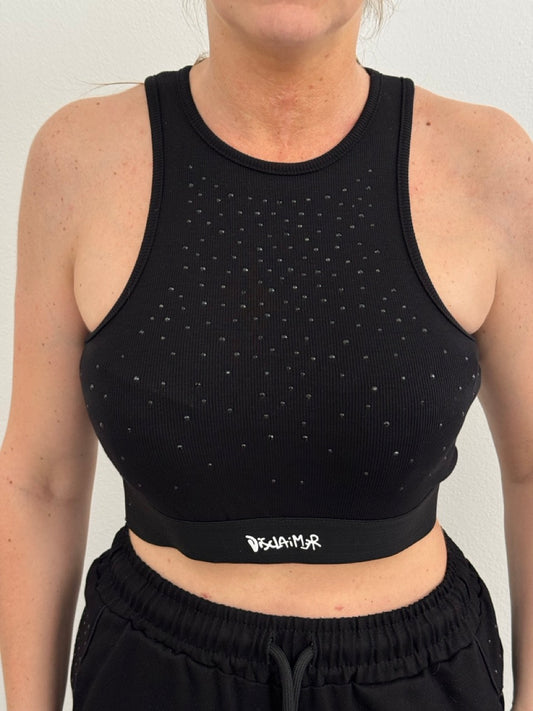 Canotta crop con strass