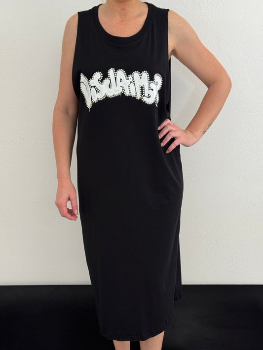 Abito midi logato con strass