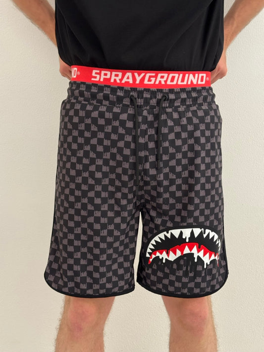 Drip checkered swim trunks