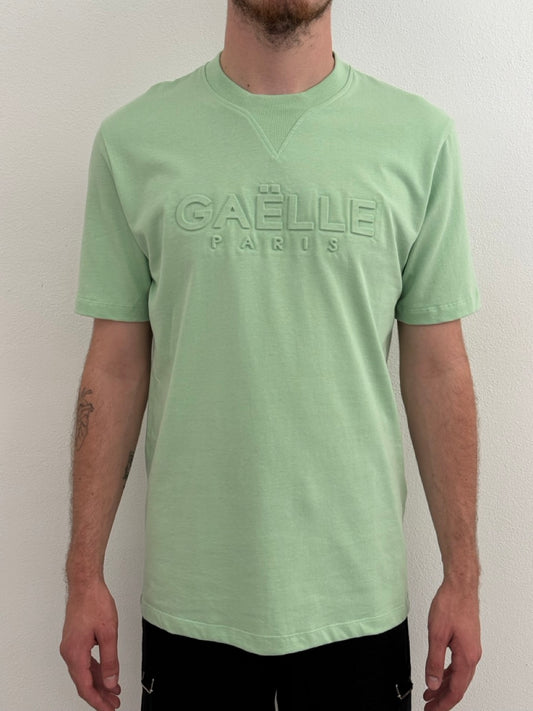T-shirt in jersey girocollo con applicazione embossing